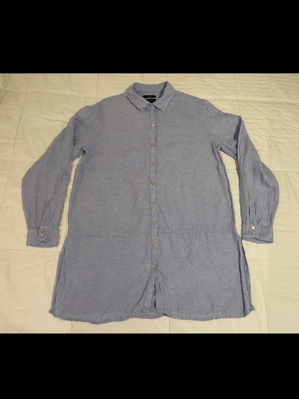 Tahari Womens Linen Button Up Tunic Size Medium Minimalist Lagenlook Capsule